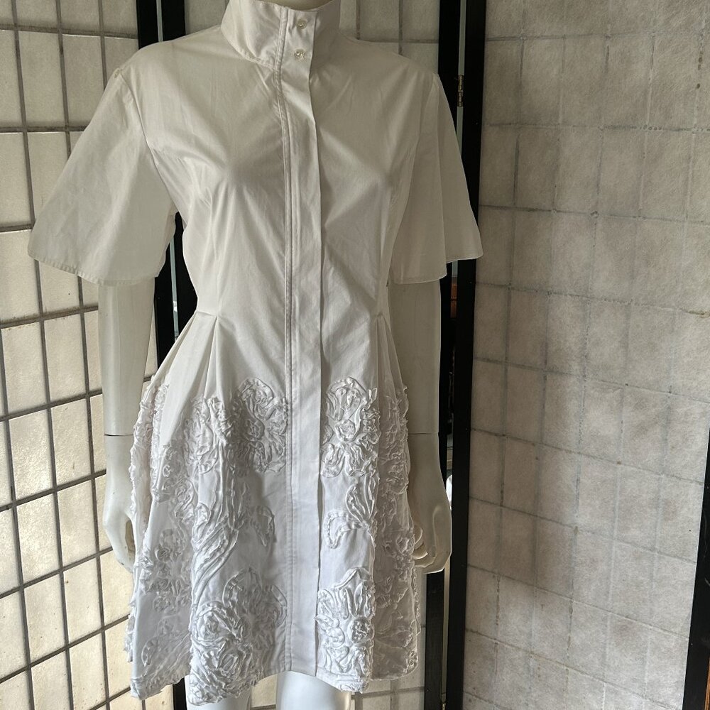 Samuel Dong White Cotton Dress with Soutache Details